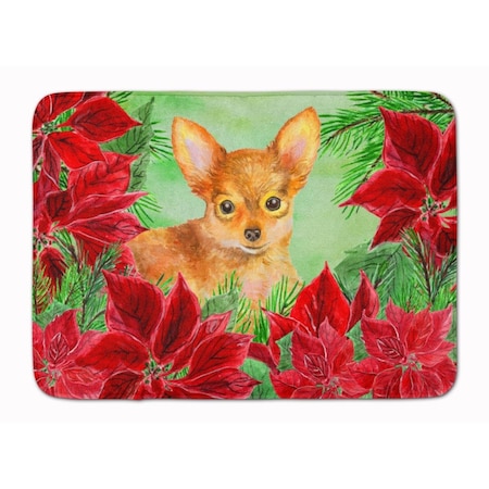 Carolines Treasures Toy Terrier Poinsettas Machine Washable Memory Foam Mat CK1369RUG